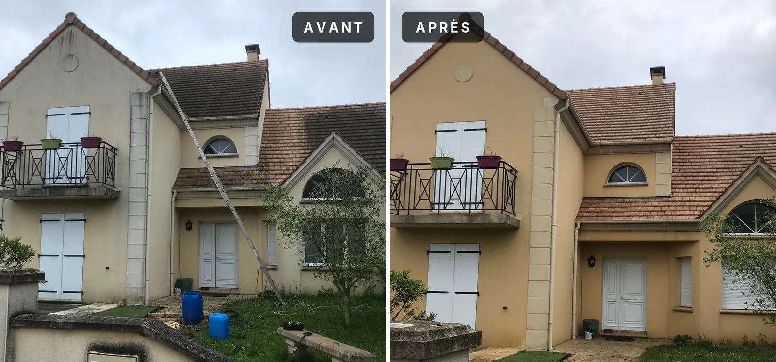 Réalisation : Toiture nettoyée, façade repeinte — Toiture et façade
